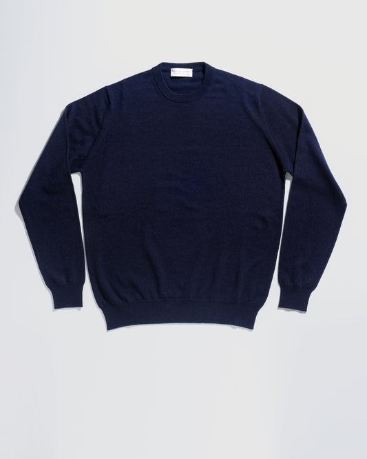 Wool, Cashmere & Silk Crewneck Sweater - Navy
