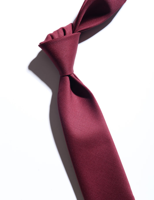 Detail of Wool Twill Tie - Beaujolais showing fabric texture