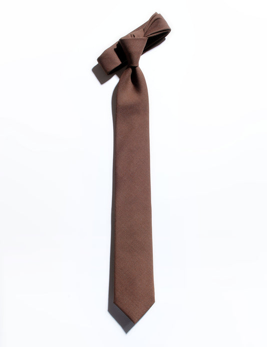 Flat shot of Brooklyn Tailors Super 130s Wool Plainweave Tie - Chestnut