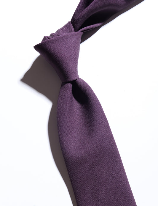 Detail of Wool Twill Tie - Plum showing fabric texture