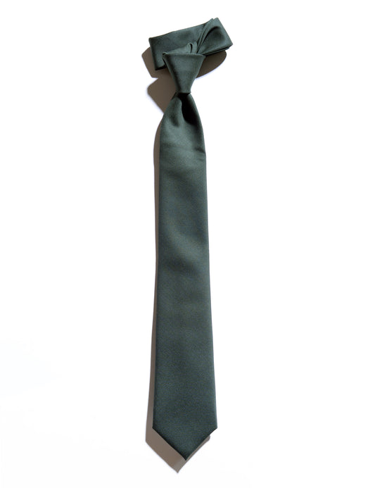 Flat shot of Brooklyn Tailors Wool Twill Tie - Winter Green