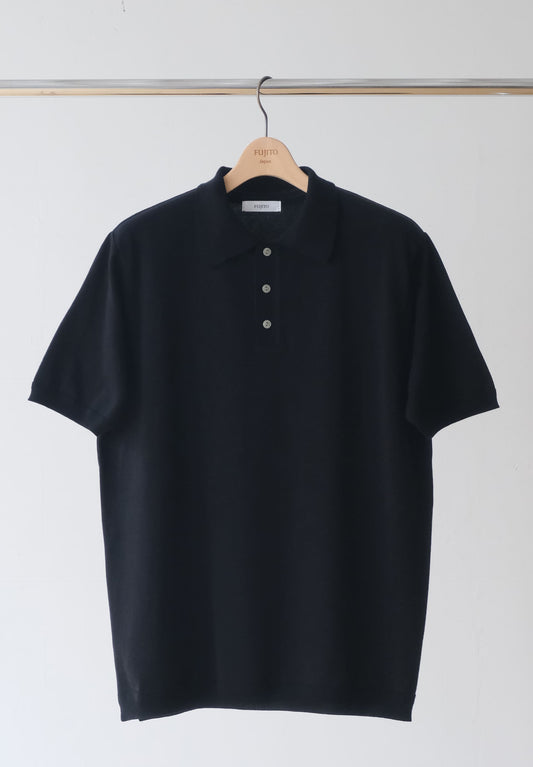 Easy Knit Polo in Black