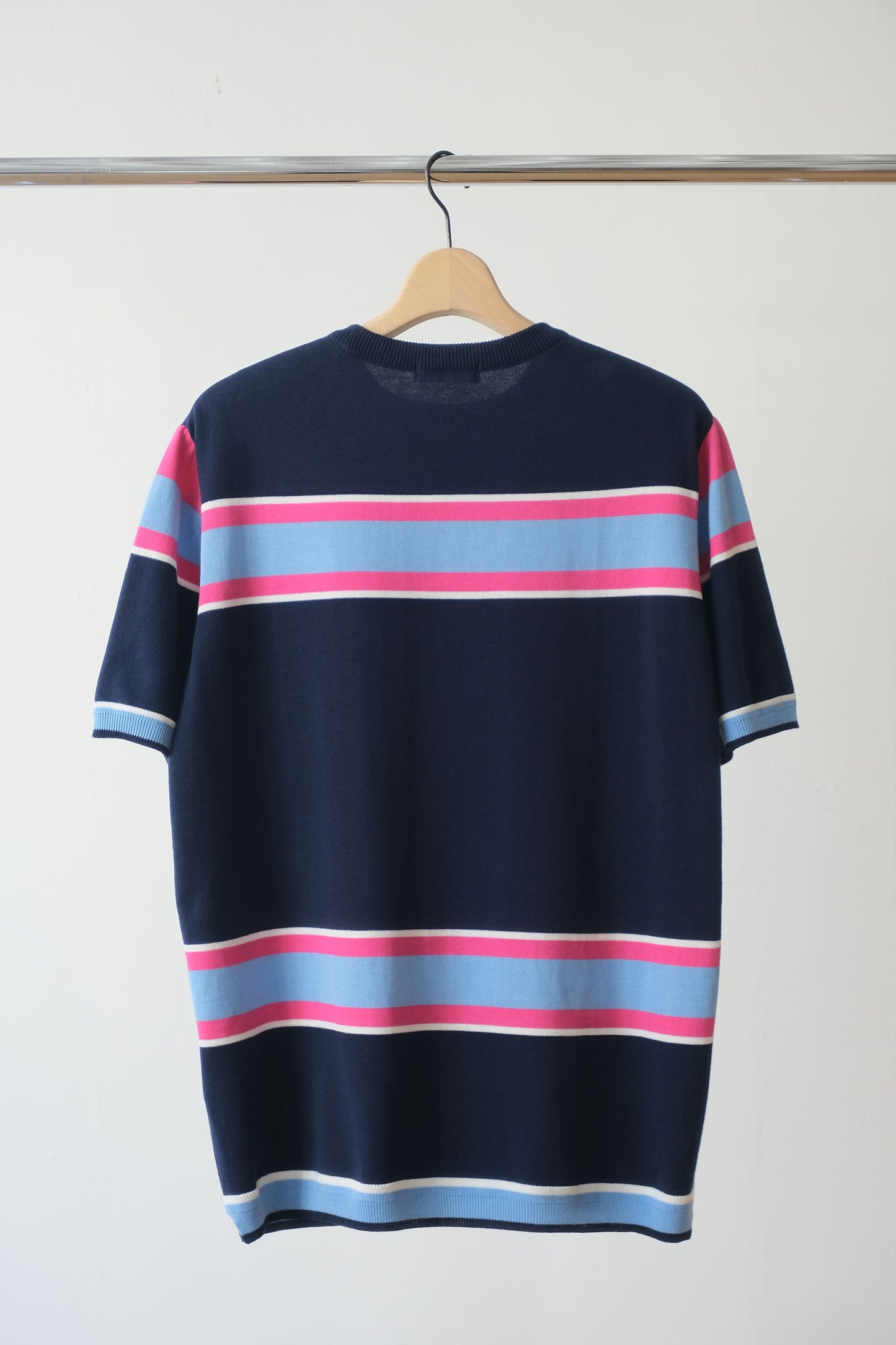 Border Knit Shirt in Navy Stripe