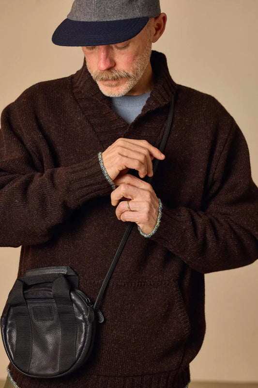 Shawl Collar Sweater - Dark Brown