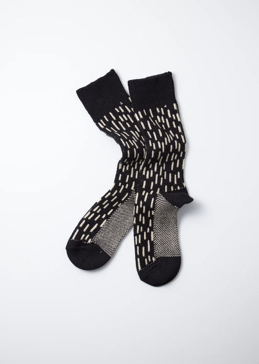 Raindrop Crew Socks - Black/Ivory