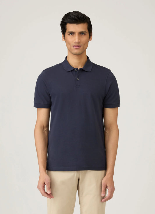 Short Sleeve Pique Polo - Navy