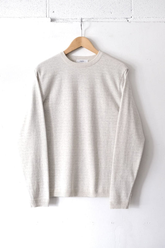 Knit Cotton Sweater - Heathered Oatmeal