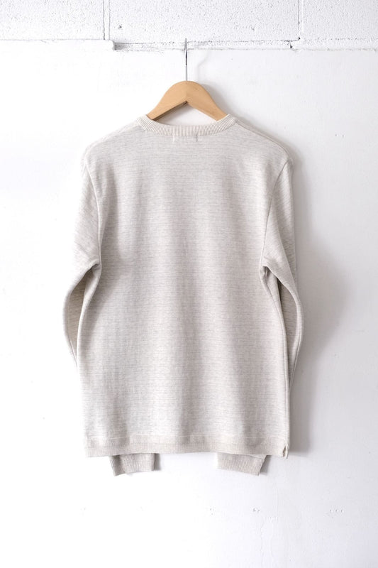 Knit Cotton Sweater - Heathered Oatmeal