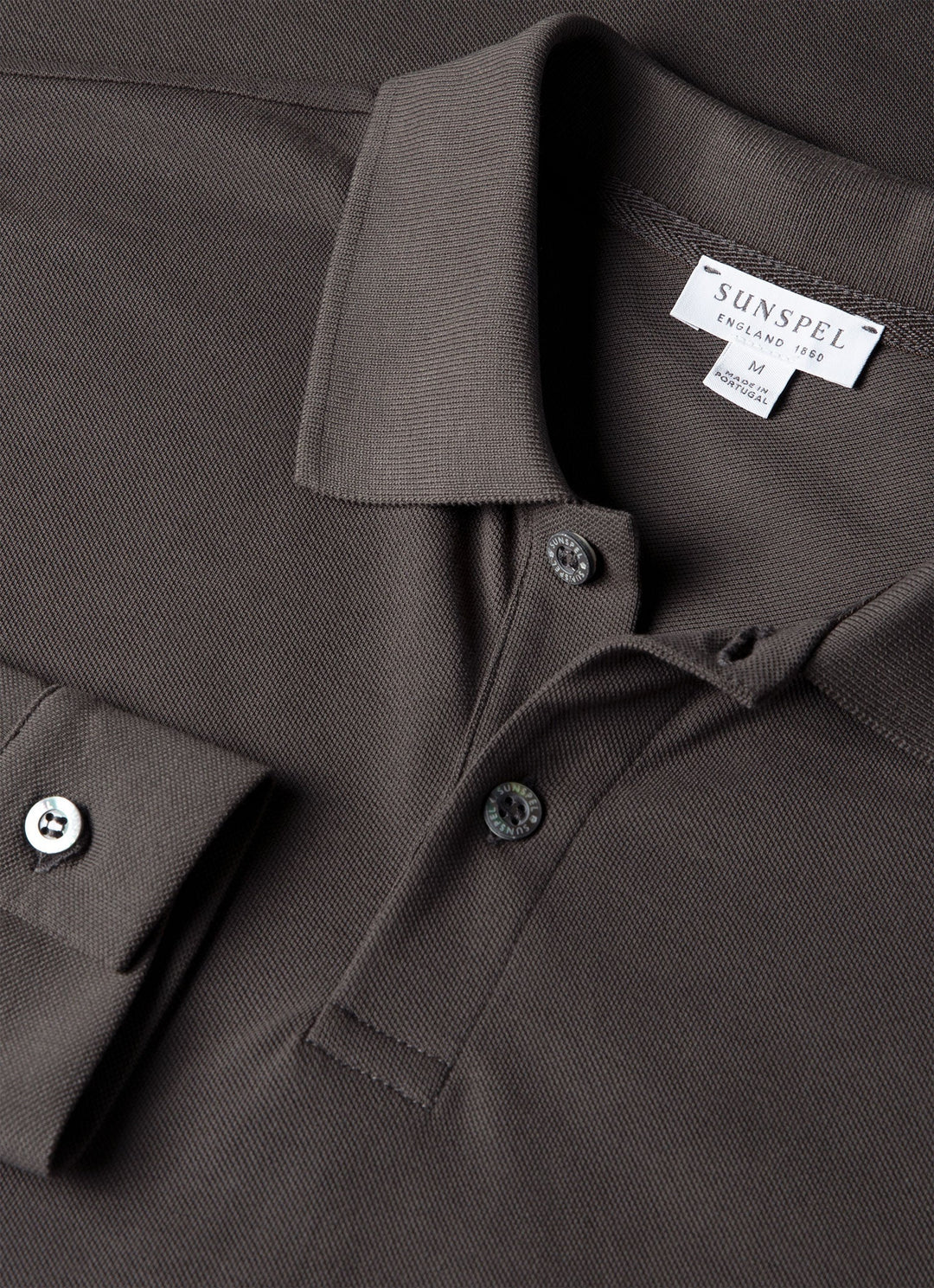 Long Sleeve Pique Polo - Anthracite