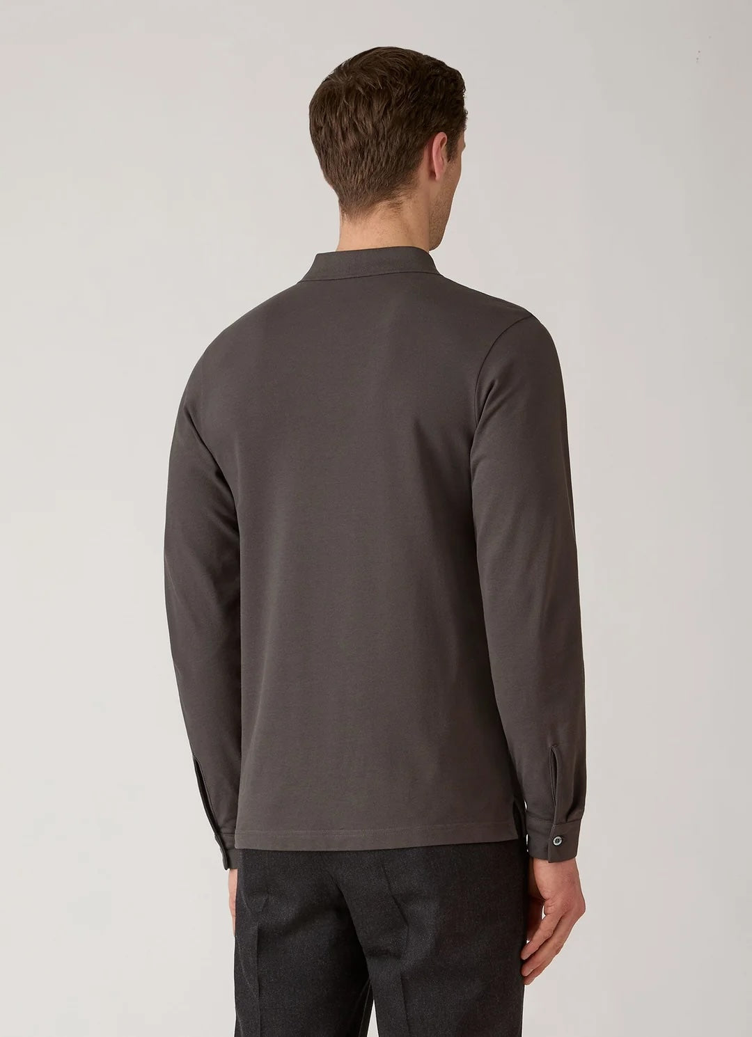 Long Sleeve Pique Polo - Anthracite