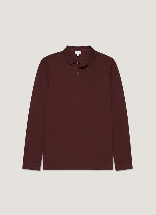 Long Sleeve Pique Polo - Bakelite