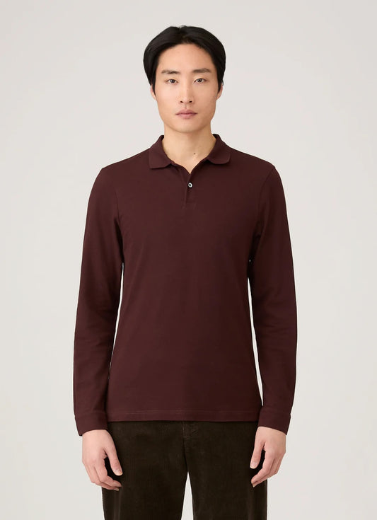 Long Sleeve Pique Polo - Bakelite