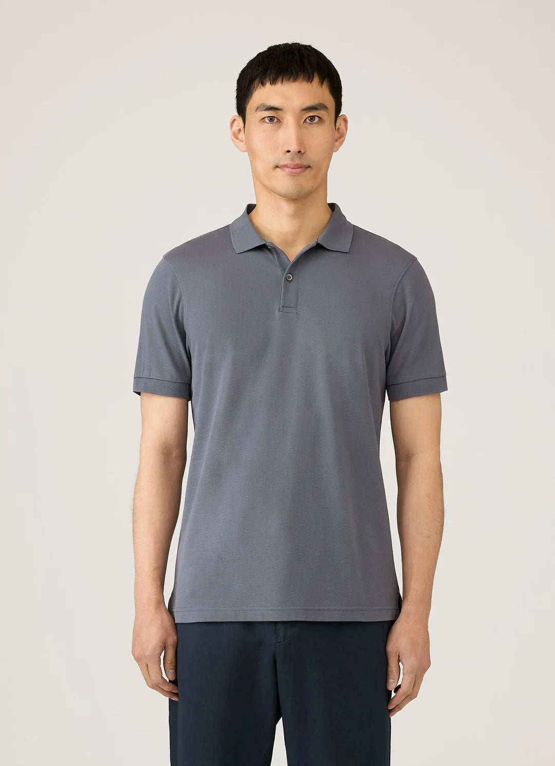 Short Sleeve Pique Polo - Slate Blue