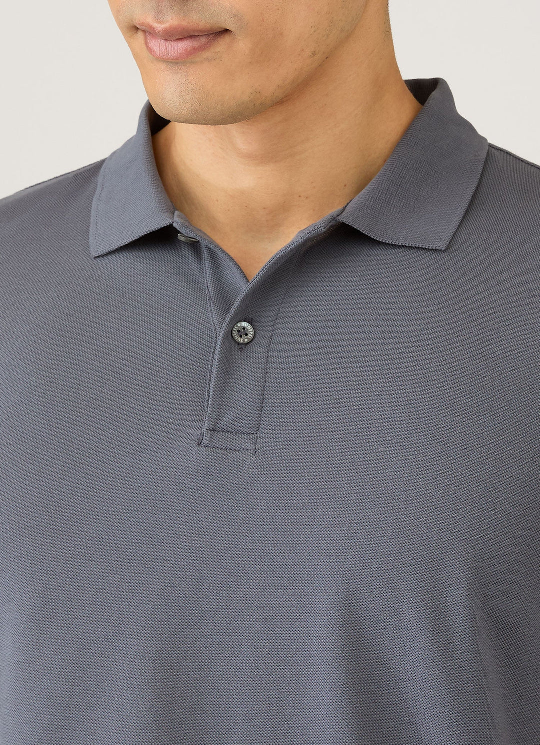 Short Sleeve Pique Polo - Slate Blue