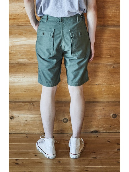 Back view Orslow US Army Fatigue Shorts - Army Green on body