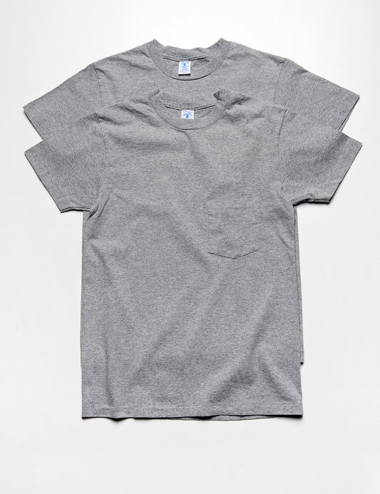 Full length shot of Velva Sheen 2-Pack Short Sleeve Pocket Tee in Heather Gray