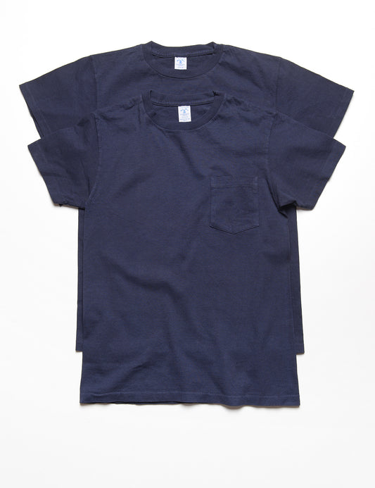 Full length shot of Velva Sheen 2-Pack Short Sleeve Pocket Tee in Navy