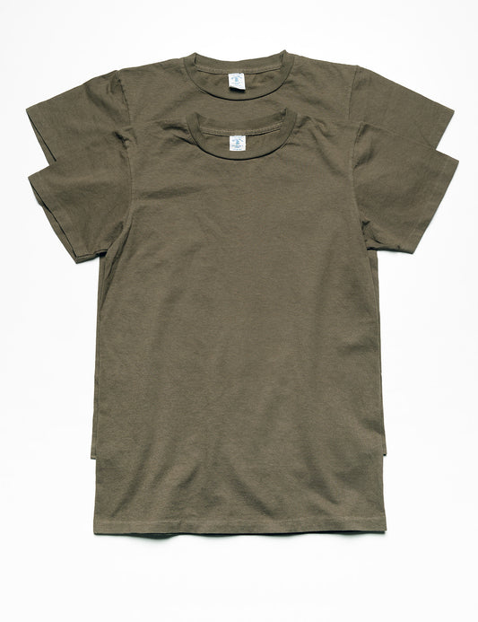 Full length shot of Velva Sheen 2-Pack Short Sleeve Tee in Olive