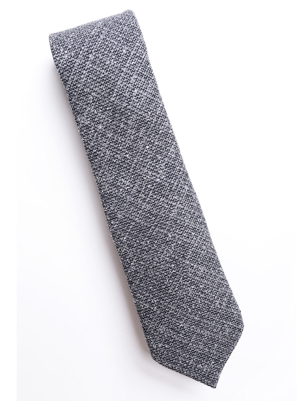 Folded detail of Textured Wool Tie - Ash