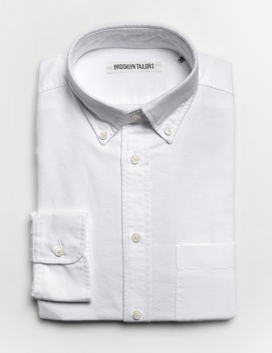 Brooklyn Tailors BKT10 Slim Casual Shirt in Classic Oxford - White folded