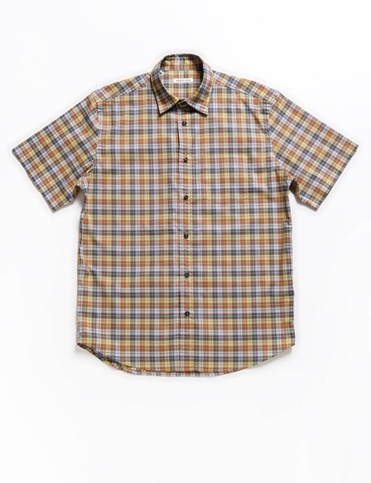 Full length flat shot of Brooklyn Tailors BKT14 Casual Shirt in '70s Check - Sepia Tone