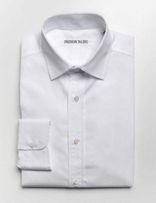 BKT20 Slim Dress Shirt in Crisp Poplin - White