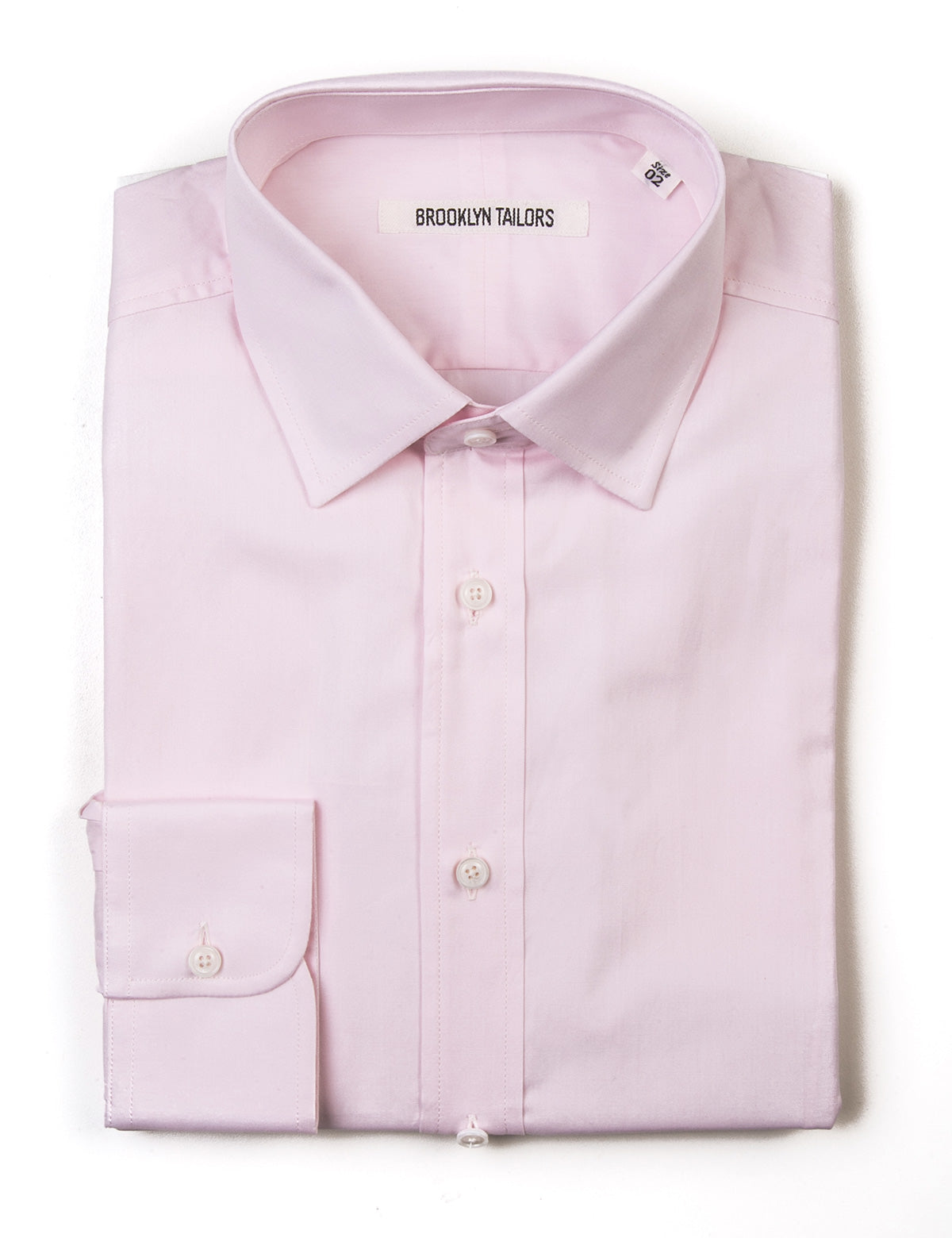 Brooklyn Tailors BKT20 Slim Dress Shirt in Pinpoint Oxford - Pale Pink folded flat shot