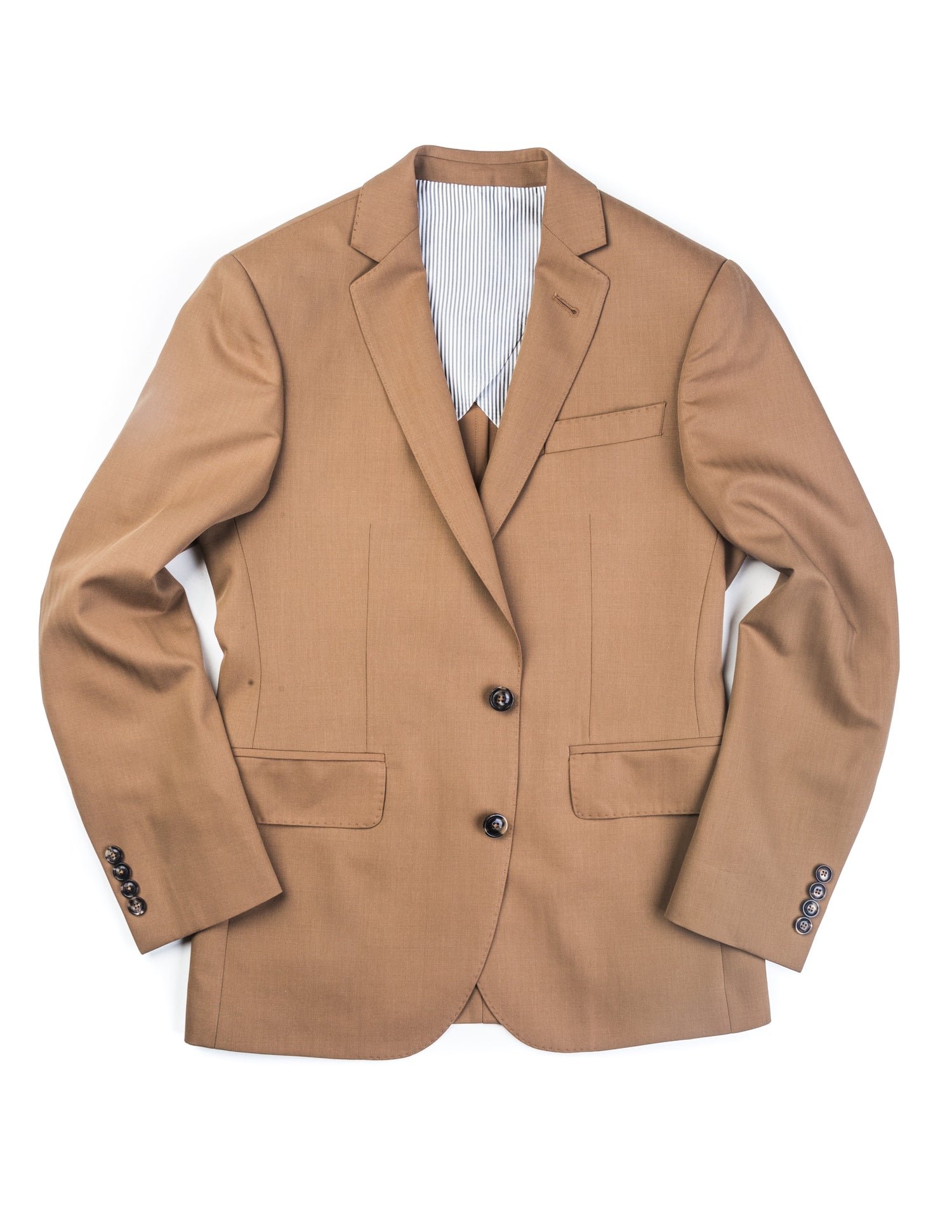 Full length flat shot of Brooklyn Tailors BKT50 Tailored Blazer in Herringbone Wool/Cotton - Tobacco