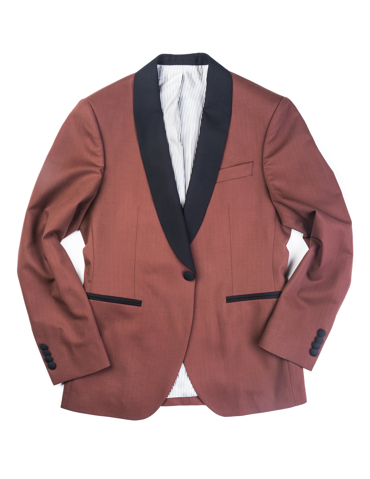 BKT50 Shawl Collar Dinner Jacket in Herringbone Wool/Cotton - Brick