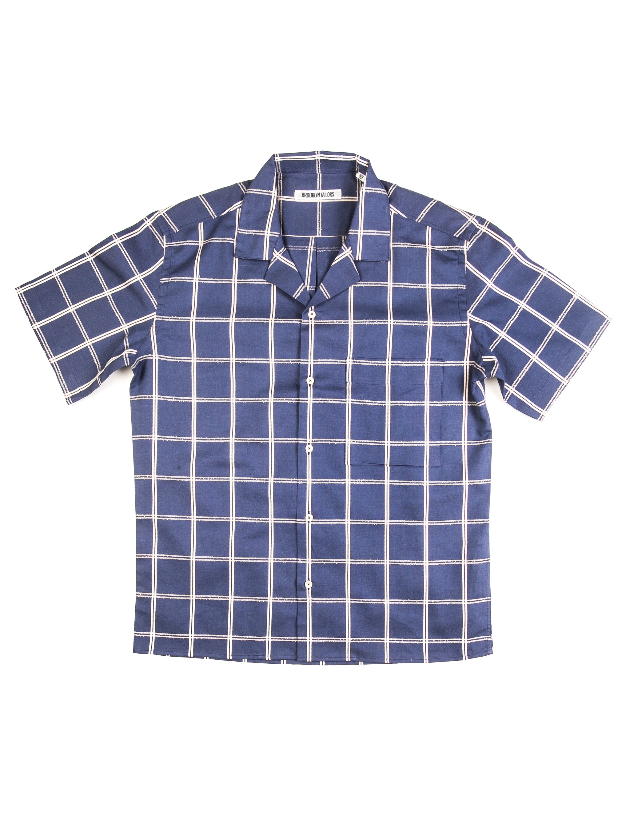BKT18 Camp Shirt in Blue Windowpane – Brooklyn Tailors