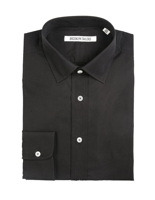BKT20 Slim Dress Shirt in Crisp Poplin - Black