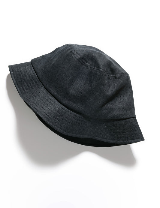 Flat shot of Cableami French Linen Bucket Hat - Black