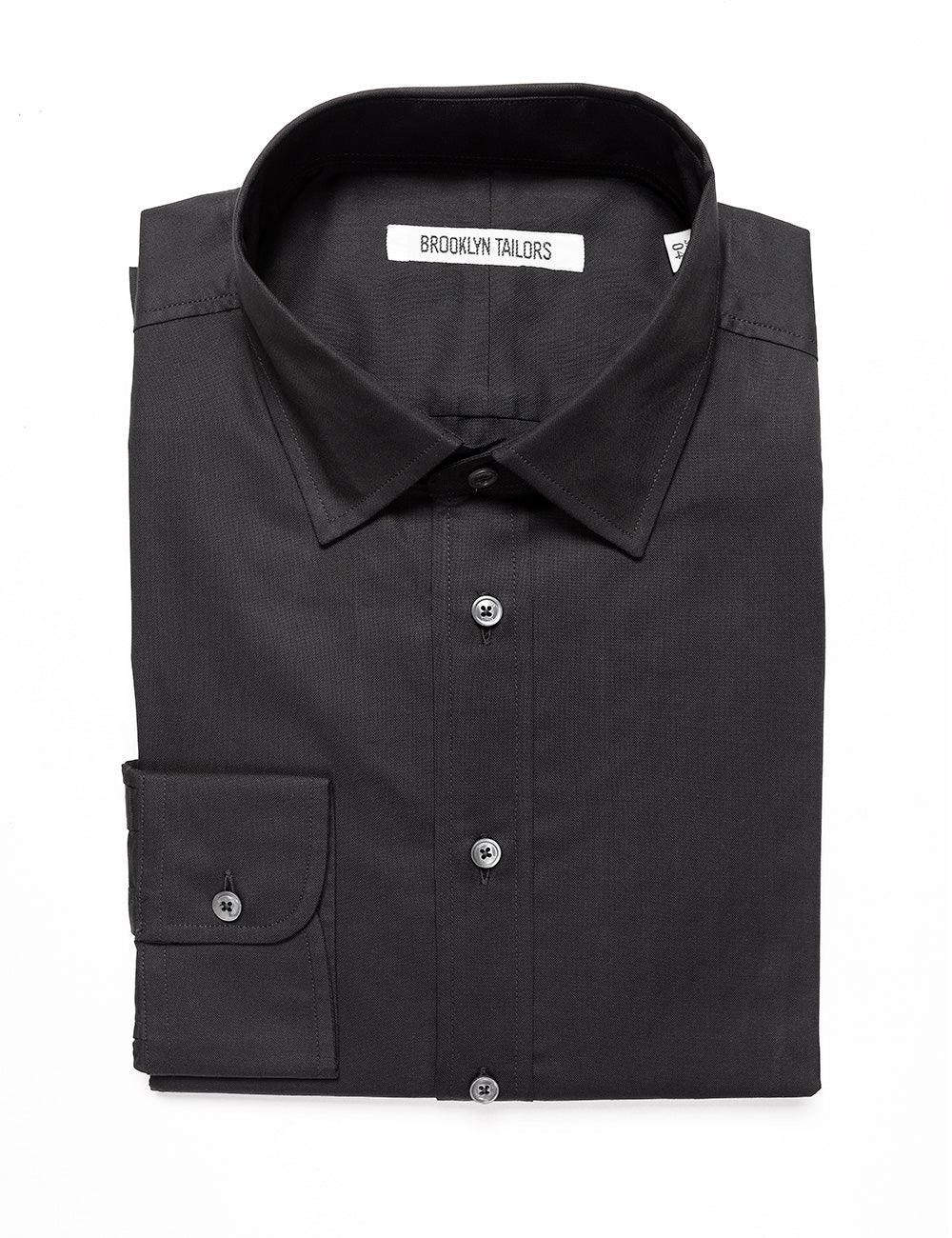 Brooklyn Tailors BKT20 Slim Dress Shirt in Pinpoint Oxford - Black folded flat shot