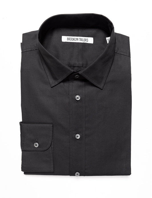 BKT20 Slim Dress Shirt in Pinpoint Oxford - Black