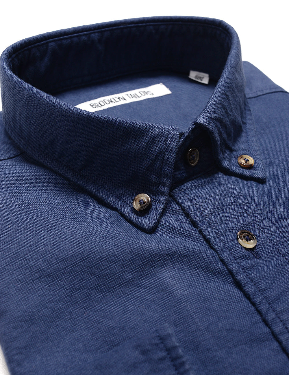 Detail of the buttondown collar of Brooklyn Tailors BKT10 Slim Casual Shirt in Classic Oxford - Ink