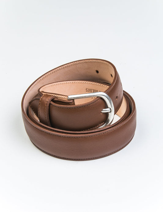 Brooklyn Tailors x Saddler's 30mm Belt in Smooth Leather - Honey Brown coiled up.