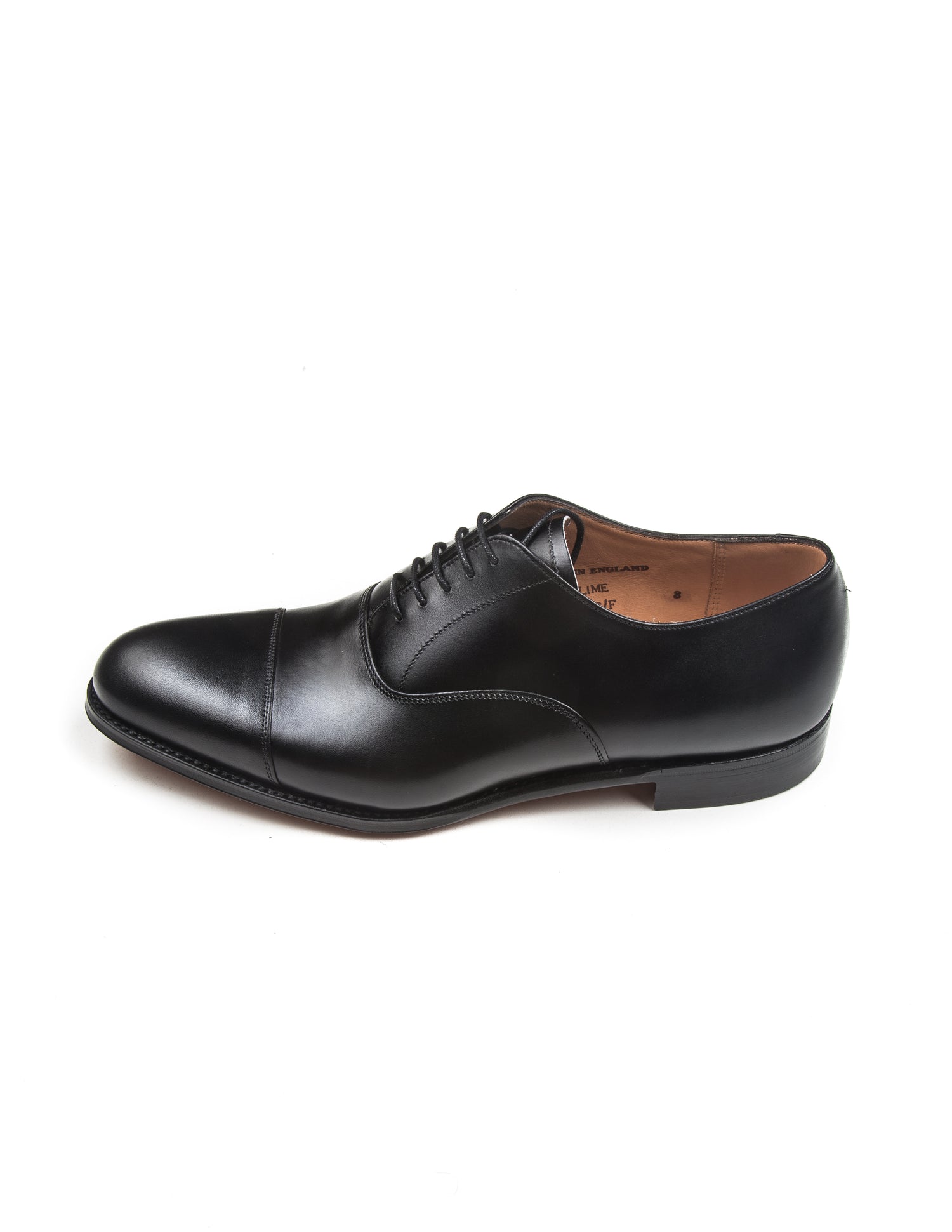 Side detail of Lime Oxford Shoes in Black Calf Leather