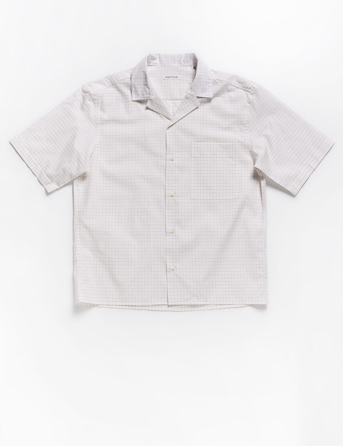 Brooklyn Tailors BKT18 Camp Shirt in Cotton Silk Graph Check - Natural full length flat shot