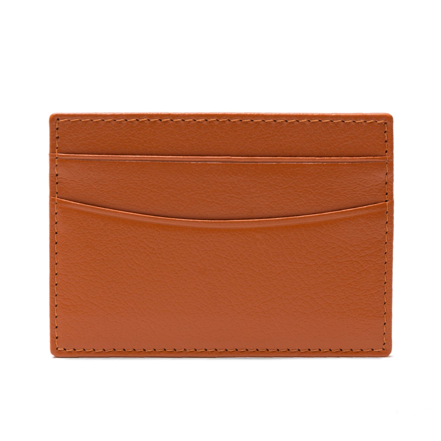 Back flat shot of Capra Flat Credit Card Case in Tan