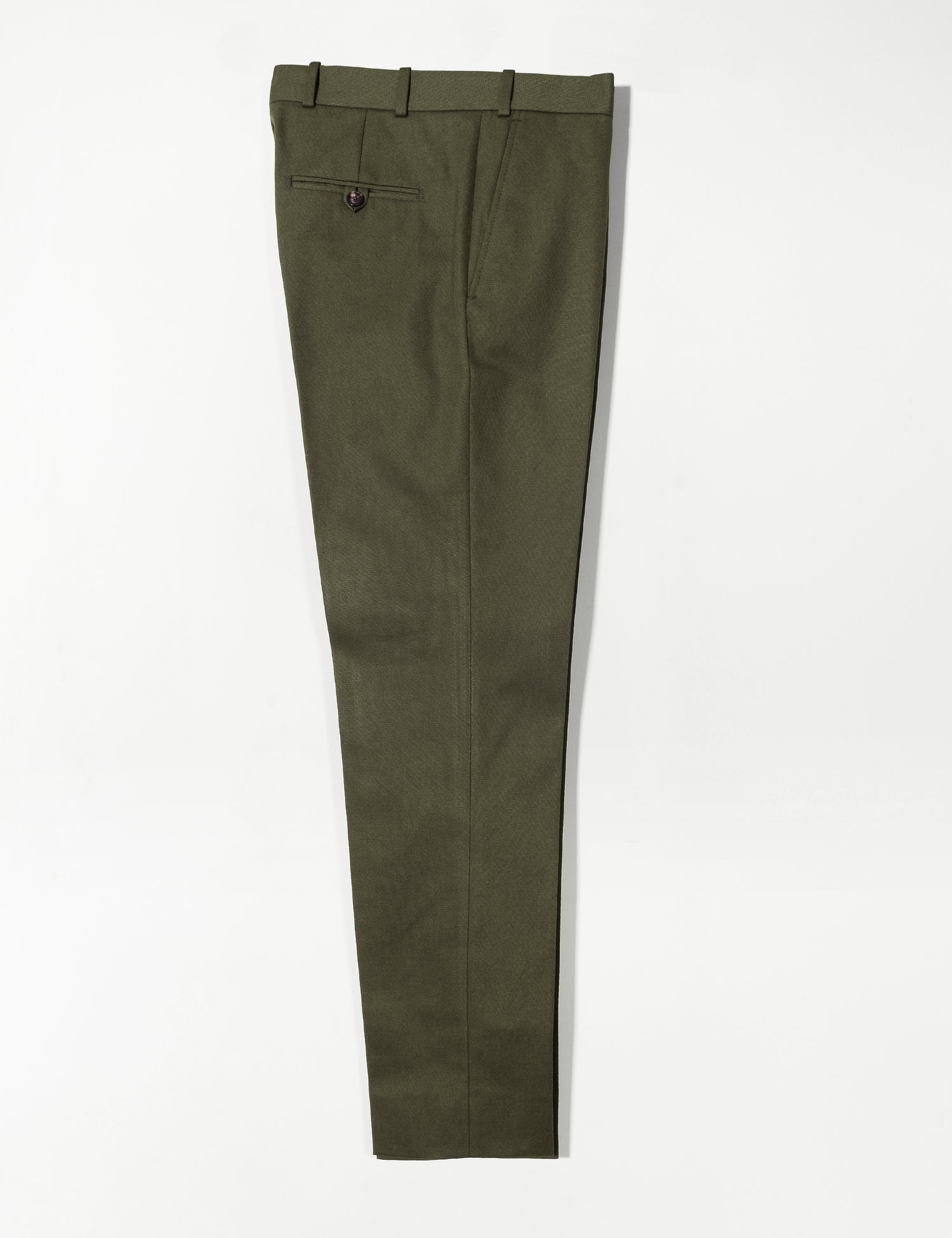 Brooklyn Tailors BKT50 Tailored Trousers in Cavalry Twill - Olive full length flat shot