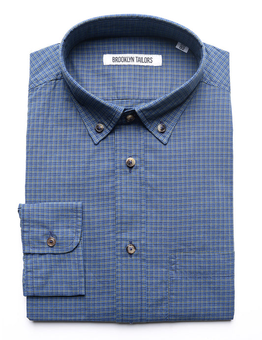 Brooklyn Tailors BKT10 Slim Casual Shirt in Washed Poplin - Skyline flat folded shot