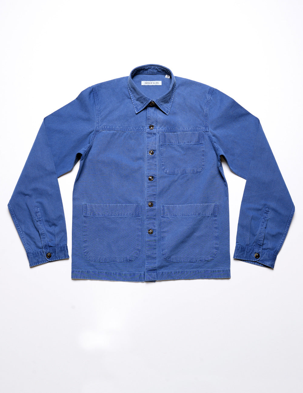 Brooklyn Tailors BKT15 Shirt Jacket in Crisp Cotton - Washed Cobalt full length flat shot