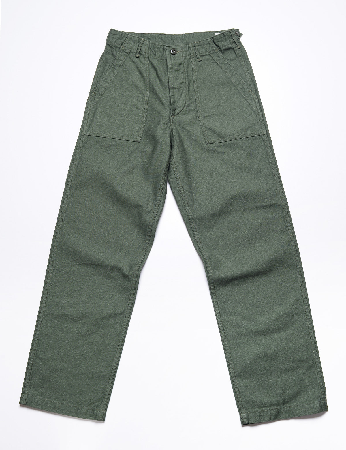 Full length flat shot of Orslow US Army Fatigue Trousers - Army Green
