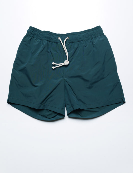 Flat front shot of Ripa Ripa Swim Shorts in Verde Pino