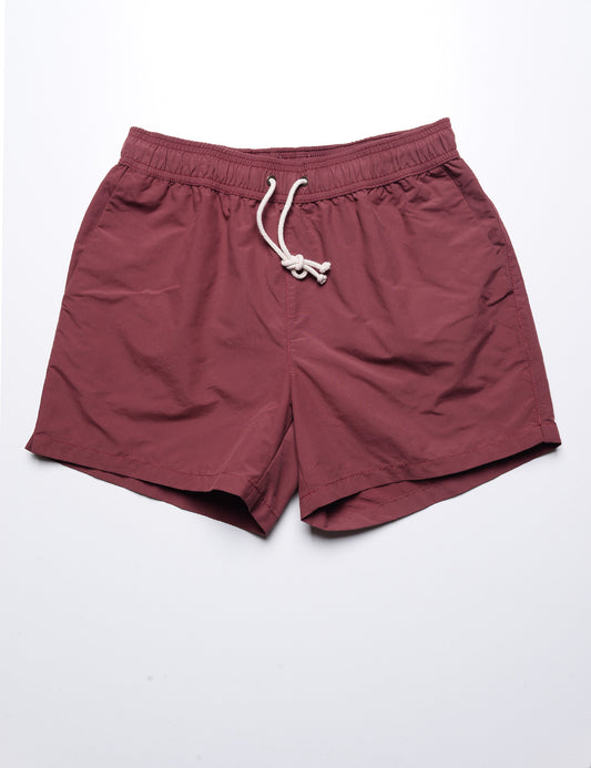 Flat front shot of Ripa Ripa Swim Shorts in Rosso Veneziano