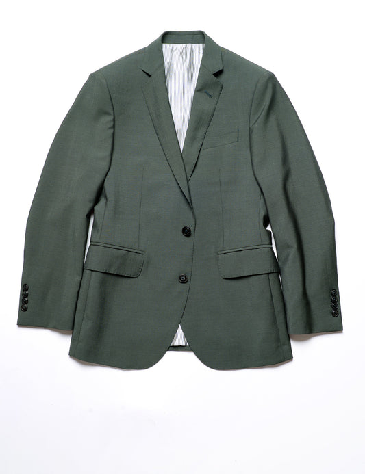 Brooklyn Tailors BKT50 Tailored Blazer in Wool & Mohair - Timber Green full length flat shot