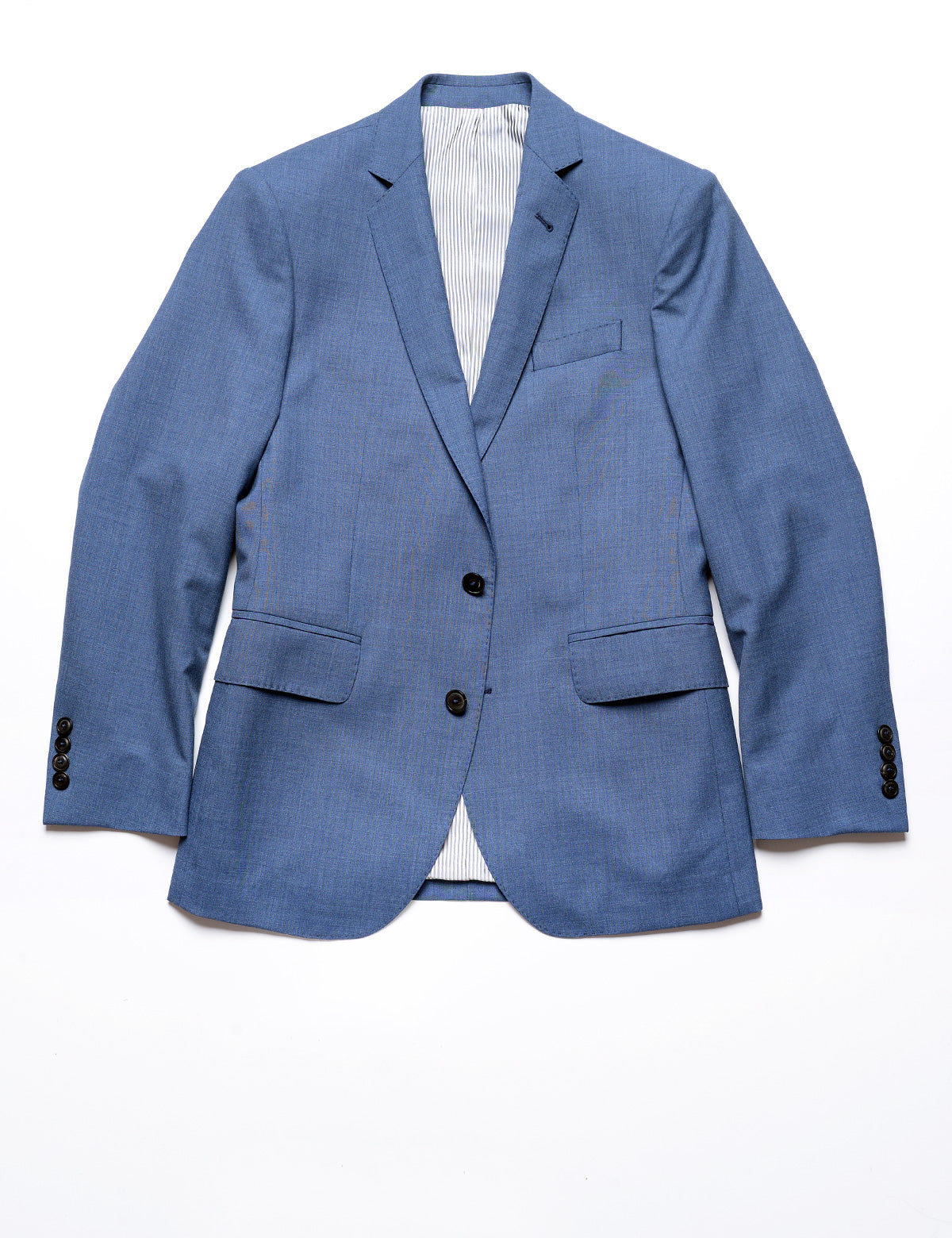 Brooklyn Tailors BKT50 Tailored Jacket in Heathered Wool - San Marino Blue full length flat shot