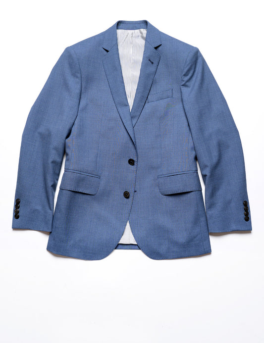 Brooklyn Tailors BKT50 Tailored Jacket in Heathered Wool - San Marino Blue full length flat shot