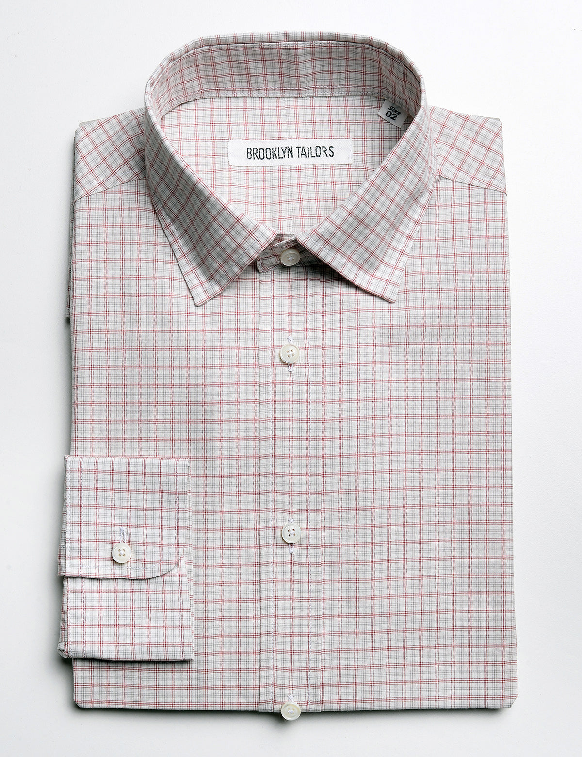 FINAL SALE BKT20 Slim Dress Shirt in Micro Grid White / Red / Gray Brooklyn Tailors