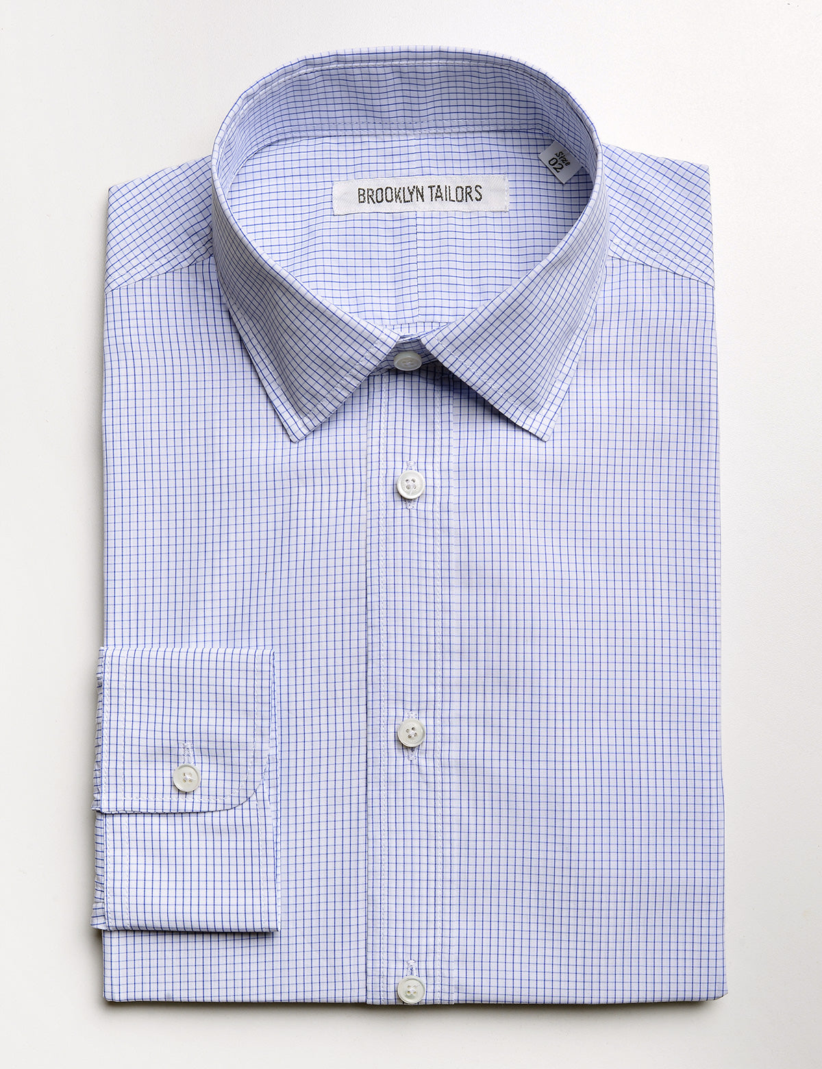BKT20 Slim Dress Shirt in Graph Check White & Blue Brooklyn Tailors